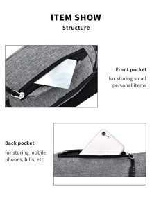 休閑運動多功能時尚腰包胸包肩旅郵差包 - 灰色 - 查看 6