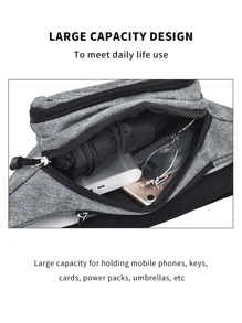 休閑運動多功能時尚腰包胸包肩旅郵差包 - 灰色 - 查看 5