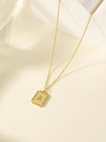 1 cái Chi tiết chữ cái Vòng cổ chuỗi mặt dây chuyền vuông - Nhiều màu - Xem 3