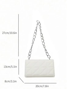 Mini Quilted Flap Chain Chain Square Bag Phong cách thanh lịch - trắng - Xem 3