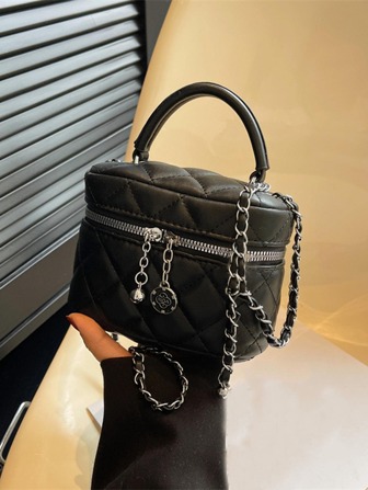 Sac Seau Mini Motif Matelassé Chaîne Avec Poignée Élégant style