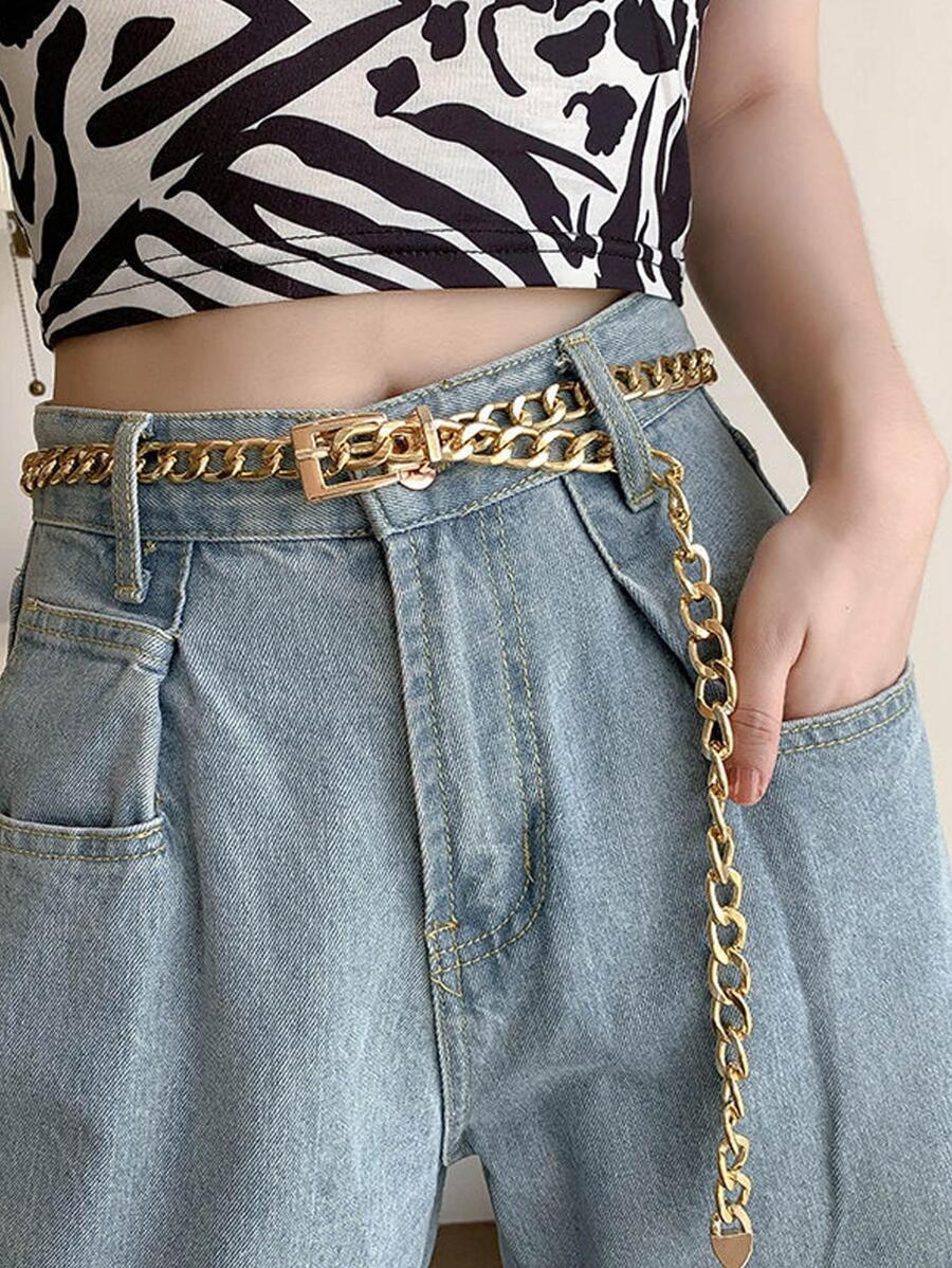 Minimalist Chain Belt Elegant Halloween Summer, School Fall, Autumn, Halloween - Gold - View 1