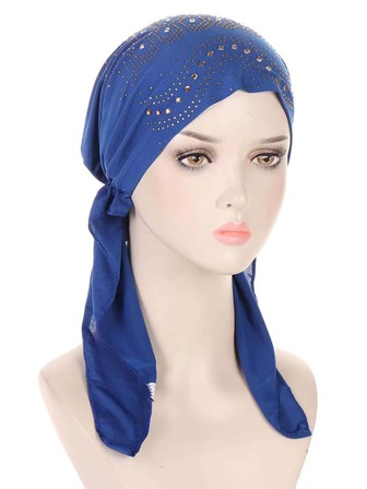 水鑽裝飾頭巾帶雙尾巴