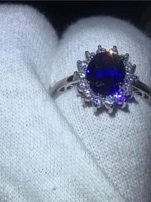 方晶鋯石花朵裝飾戒指 - 彩色 - 查看 6