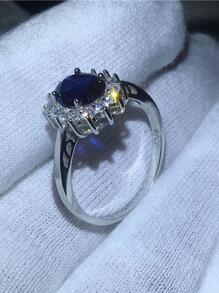 方晶鋯石花朵裝飾戒指 - 彩色 - 查看 4