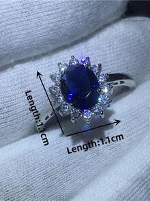 方晶鋯石花朵裝飾戒指 - 彩色 - 查看 8