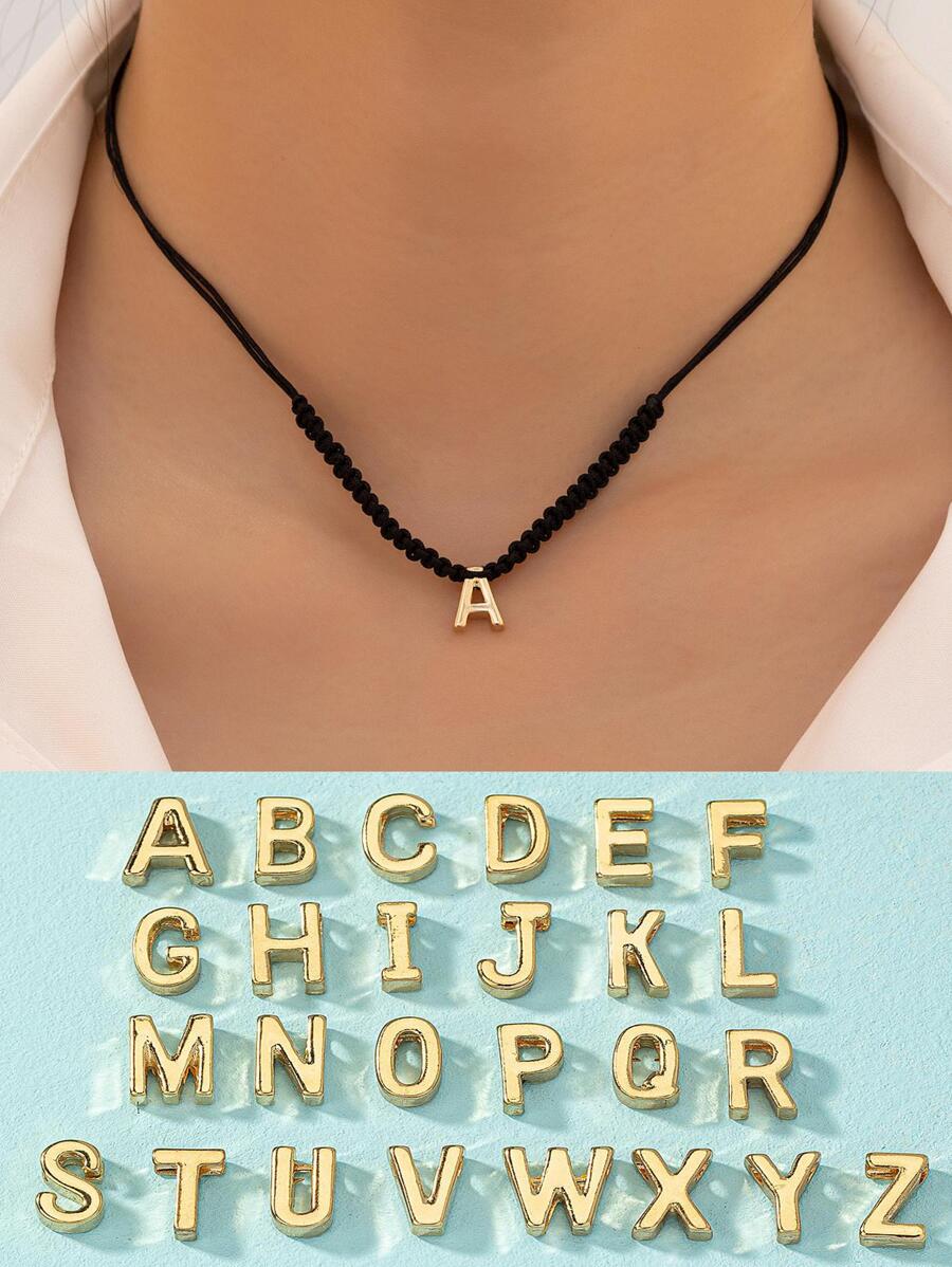 Vòng cổ chữ Charm - màu đen - Xem 1