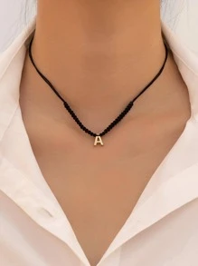 Vòng cổ chữ Charm - màu đen - Xem 2