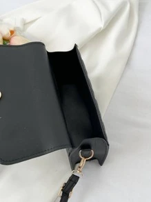 Small Square Bag Chevron Quilted Butterfly Decor Top Handle, Butterfly Bag Valentines - Black - View 5