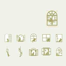 20入組卡通圖案現代多功能貼紙適用於學生 - 藍色 - 查看 1