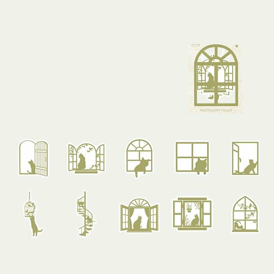 20入組卡通圖案現代多功能貼紙適用於學生 - 藍色 - 查看 1