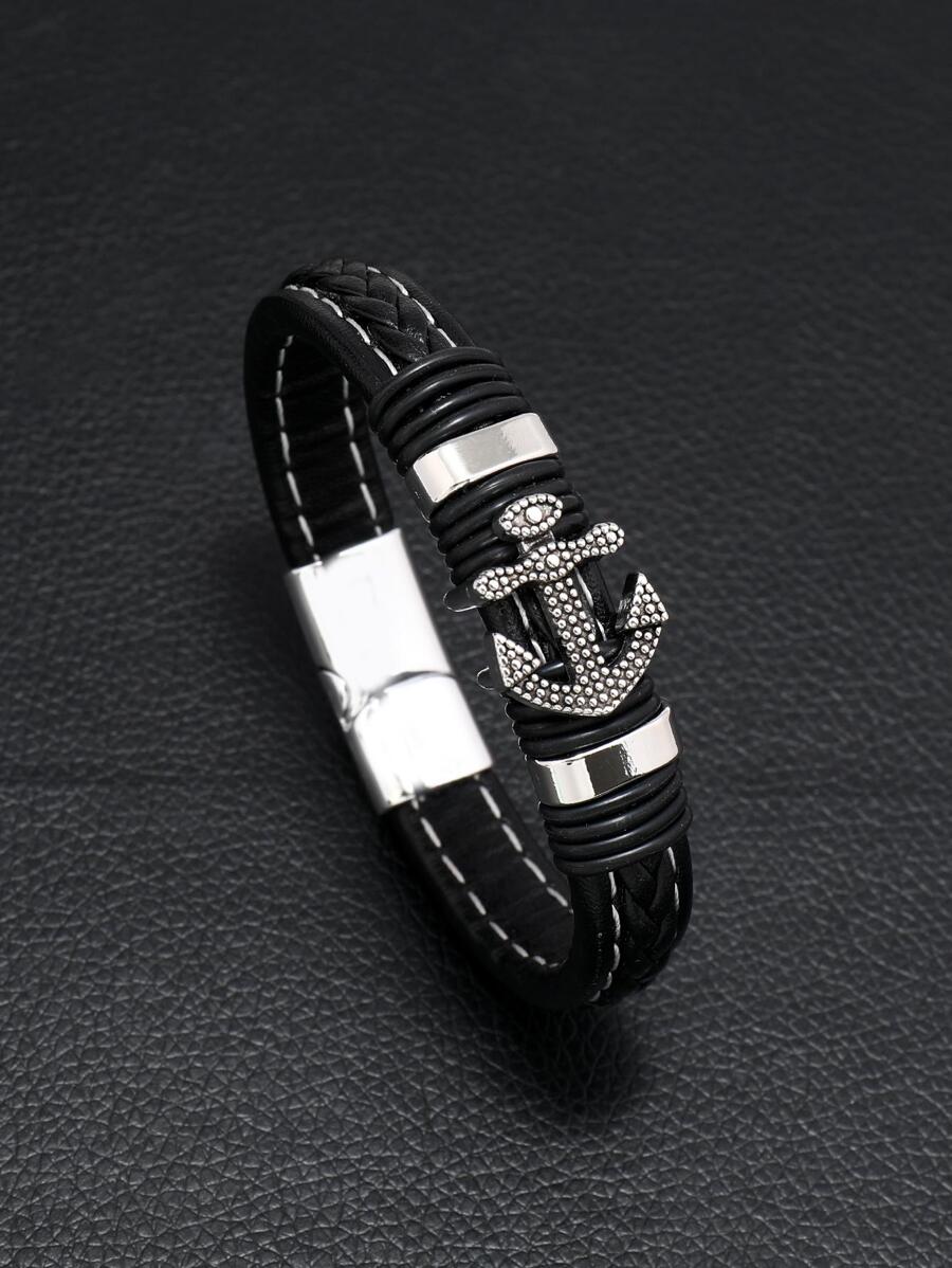 Pulsera decorativa de ancla para hombre para decoración diaria para un aspecto elegante - Negro - Ver 1