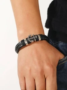 Pulsera decorativa de ancla para hombre para decoración diaria para un aspecto elegante - Negro - Ver 4