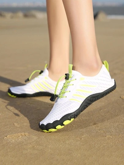 女士撞色抽繩設計溪運動戶外織物涉水鞋