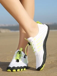 女士撞色抽繩設計溪運動戶外織物涉水鞋 - 白色 - 查看 4