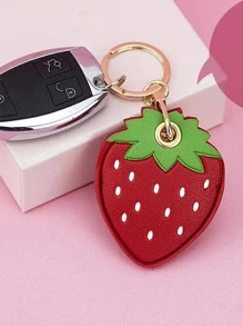 草莓造型門禁卡保護套皮革卡通可愛小禮物個性創意旅行配件學生背包掛件鑰匙扣送給母親送給老師同學和朋友的禮物