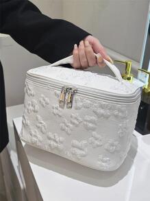 花卉图案化妆包 拉链顶部手柄 化妆品收纳包 化妆品收纳袋 盥洗包 化妆包 洗漱包 适用于旅行浴室 大学宿舍 女孩女士 妈妈妈妈 学校用品礼物 旅行必需品化妆包 节日必需品化妆包 化妆品收纳包 节日冬季返校用品 - 白色 - 查看 3