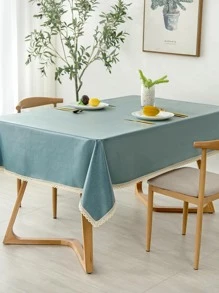 1片防水防油桌布,tpu塗層防污長方形餐桌蓋,寫字檯蓋 - 寶藍色 - 查看 5