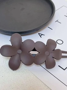 花朵裝飾髮夾 - 咖啡棕 - 查看 1