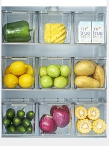 1pc Transparent Rectangular Refrigerator Vegetable & Fruit Storage Box - Clear - View 4