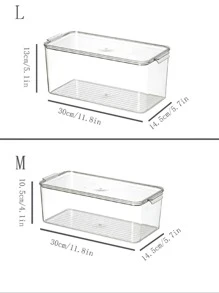 1pc Transparent Rectangular Refrigerator Vegetable & Fruit Storage Box - Clear - View 8