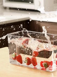 1pc Transparent Rectangular Refrigerator Vegetable & Fruit Storage Box - Clear - View 6