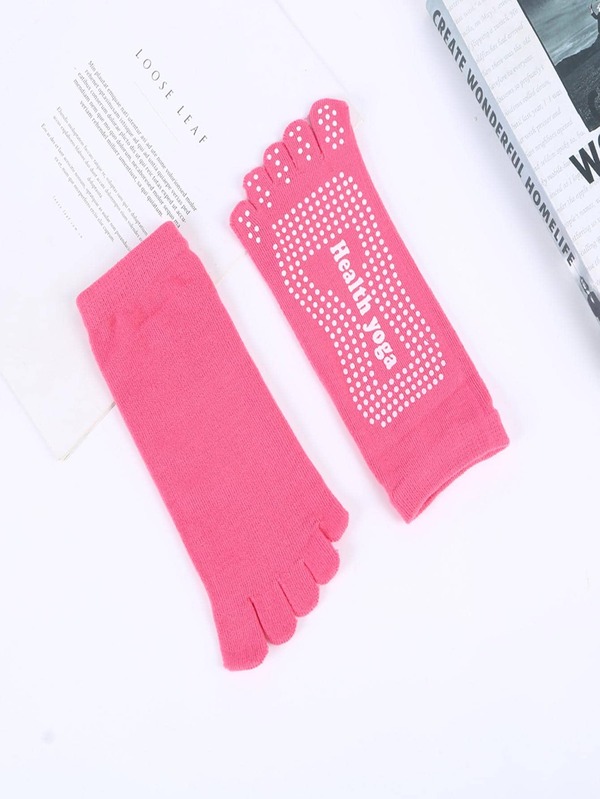 1pair Letter Graphic Anti-slip Yoga Athletic Socks