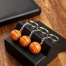 1pc Random Men Basketball Charm Keychain Casual Car Accessories Bag Charm School Cute Goth Y2k Bag Accessories Lanyards With Id Holder Car Accessories Bag Charms - Brown - View 2