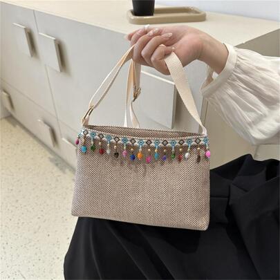Small Bag For Women 2023 New Woven Shoulder Oblique Cross Beach Bag Hanfu Accessories Bag