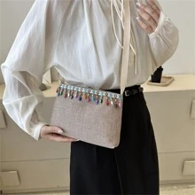 Small Bag For Women 2023 New Woven Shoulder Oblique Cross Beach Bag Hanfu Accessories Bag