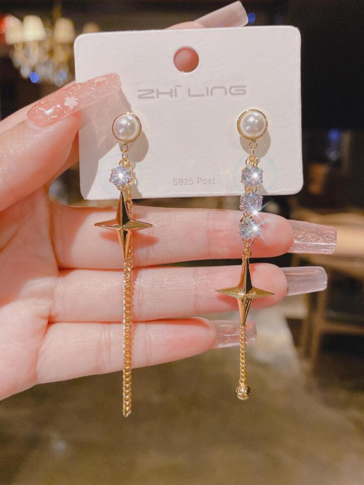 20YEARS ASYMMETRIC EARRiNGs (ピアス) SiM Cubic Zirconia Interlaced Oval Drop Earrings in Sterling Silver