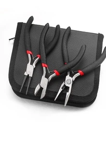 8pcs DIY Handmade Jewelry Tool, Jewelry Pliers Needle-Nose Pliers Scissors Tweezers Jewelry Pliers Set - Black - View 7