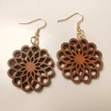 木頭花耳墜 - 棕色 - 查看 1