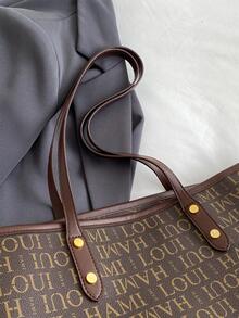 Fashionable Pu Shoulder Tote Bag With Large Capacity And Alphabet Pattern - Multicolor - View 6