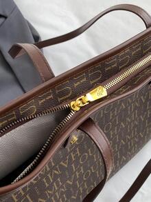 Fashionable Pu Shoulder Tote Bag With Large Capacity And Alphabet Pattern - Multicolor - View 5