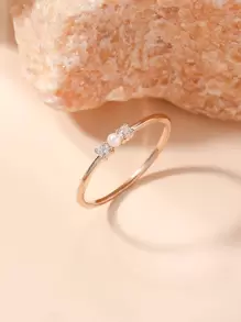 1 chiếc nhẫn Cubic Zirconia đính đá quý sang trọng thời trang hợp xu hướng - Hoa hồng vàng - Xem 3