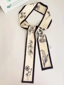 Floral Print Skinny Scarf - Multicolor - View 2