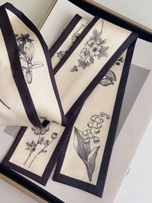 Floral Print Skinny Scarf - Multicolor - View 3