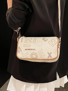 con patrón de letra Bolsa cuadrada de moda con tira ajustable Bolso bandolera - Multicolor - Ver 7