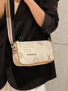 con patrón de letra Bolsa cuadrada de moda con tira ajustable Bolso bandolera - Multicolor - Ver 5