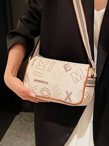 con patrón de letra Bolsa cuadrada de moda con tira ajustable Bolso bandolera - Multicolor - Ver 6