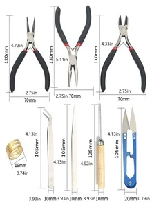 8pcs DIY Handmade Jewelry Tool, Jewelry Pliers Needle-Nose Pliers Scissors Tweezers Jewelry Pliers Set - Black - View 9