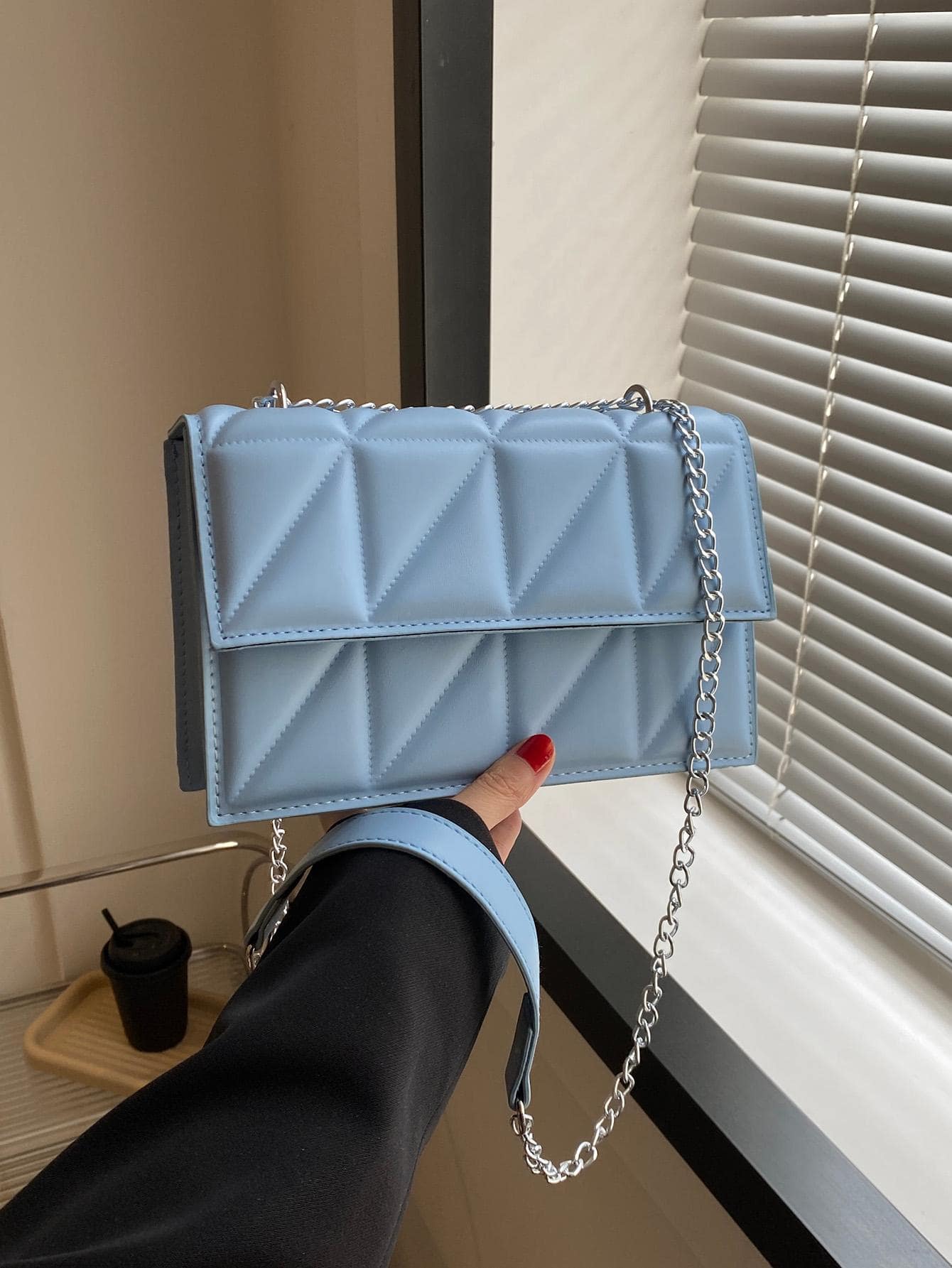 Quilted chain square bag