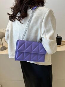 Small Quilted Flap Chain Square Bag Fashion Style - Purple - View 5