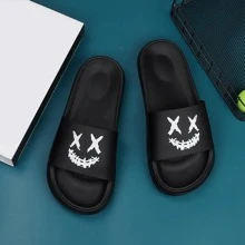 男士圖形圖案時尚夏天拖鞋 - 黑色 - 查看 2