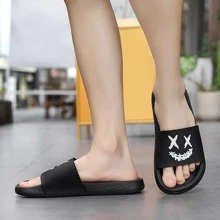 男士圖形圖案時尚夏天拖鞋 - 黑色 - 查看 9