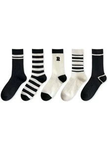 5 đôi vớ thủy thủ đoàn họa tiết sọc - Nhiều màu - Xem 2