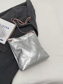 MOBAOFANG New Fashion Women's Shoulder Bag With Simple Chain Strap - Silver - View 7