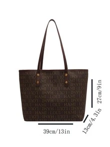 Fashionable Pu Shoulder Tote Bag With Large Capacity And Alphabet Pattern - Multicolor - View 7