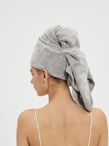 1入組素色乾髮帽 - 淺灰色 - 查看 3